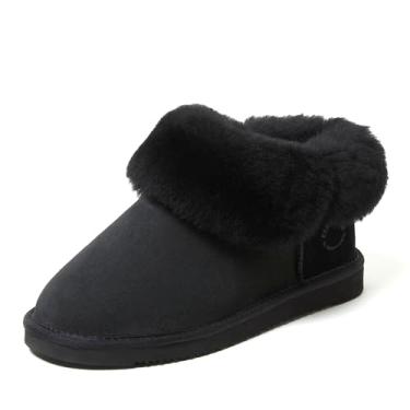 Imagem de Dearfoams Fireside Perth Pantufa Feminina Genuína Shearling Dobrável, Preto, 8