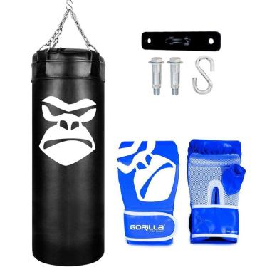 Imagem de Saco De Pancada Profissional Treino Boxe 90Cm + Luva Bate Saco Pro Muay Thai + Suporte Teto Gorilla-Unissex