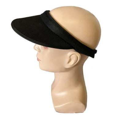 Imagem de Viseira Tiara Arco Preto Aba 12cm com Elástico Praia Verão