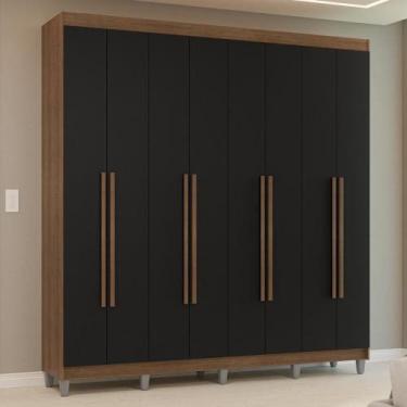 Imagem de Guarda-roupa Casal Com Pés 8 Portas Batentes Rustic-preto-rustic Venus