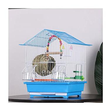 Imagem de YAYA2021-SHOP Gaiola de pássaro gaiola de pássaro tipo telhado pequeno gaiola de pássaro portátil doméstico metal ferro arte pintada gaiola de reprodução para periquitos, canários, ninho de pássaro do