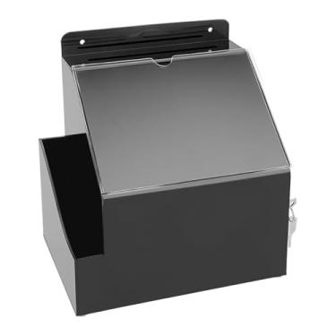 Imagem de MotiveTech Caixa de sugestões de acrílico, caixa de doações com fechadura e chaves, organizador de armazenamento para escritório de votação escolar, bar, rifa, Preto