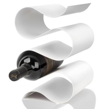 Imagem de NETRCRHOM Rack de vinho, suporte de vinho pequeno moderno e independente para criatividade, suporte de vinho de mesa para cozinha, bar de vinhos, armário interno, decoração de despensa - 5 garrafas