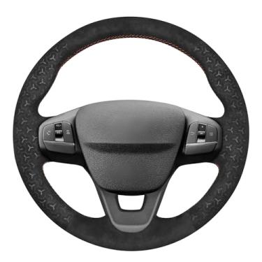 Imagem de MEWANT Capa de volante preta costurada à mão para Ford Bronco Sport 2021-2024 / Escape 2020-2024 / E-Transit 2022-2023 / Maverick 2022-2024 / Transit 2020-2024