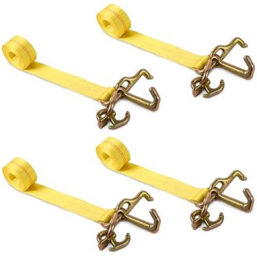 Imagem de AYMMIC Tiras de amarração resistentes com ganchos de 5/40.6 cm G70 RTJ Cluster 5.1 cm X 8FT Alça de encadernação 4,5 kg Resistência à ruptura para caminhão Trailer Vans Motocicleta Fixação Carga - 4