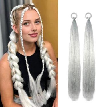 Imagem de Extensões de cabelo Lalridio 20" Silver White Tinsel 2 unidades