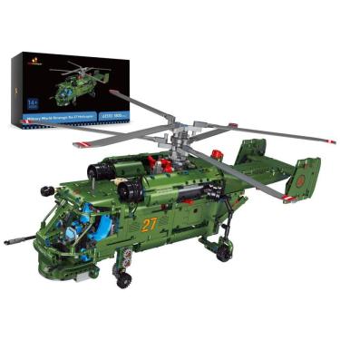 Imagem de Kit de Construção Helicóptero Militar Ka27 com 1800 Peças, JMBricklayer, Verde