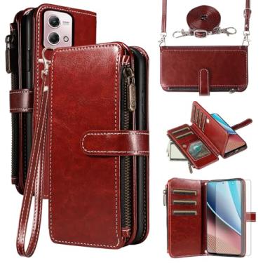Imagem de Asuwish Capa de telefone para Motorola Moto G Stylus 4G 2023 capa com protetor de tela de vidro temperado e cordão com zíper carteira porta-cartão suporte suporte acessórios para celular GStylus