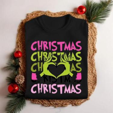 Imagem de T-shirt Personalizada Natal Estampa Coração Mão Gr1nch com Escritas Le
