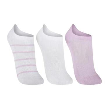 Imagem de Kit 3 meia lupo com cano curto ref:4535 feminino, Branco, Lilás, 34/9