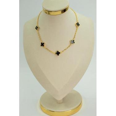 Imagem de Colar 5 Trevos - Bijuteria de Latao com Banho de Ouro 18k - 50cm - no-