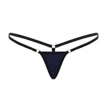 Imagem de Calcinha Fio Dental Micro Triângulo Preta - Almah Fashion, P, Preto