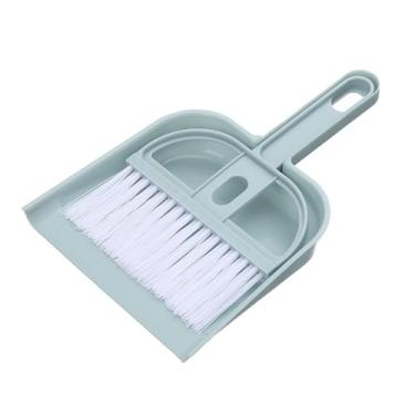 Imagem de Ymiko Mini Conjunto de Vassoura e pá de Lixo, Kit de Mesa Pequena Escova de Varredura para Teclado, Carro, Casa Com Design de Plástico Compacto 17x10,5cm (Azul Nórdico)