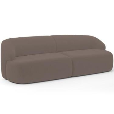 Imagem de Sofá 4 Lugares Curvo Orgânico Living 280cm Barolo L06 Veludo Marrom - 