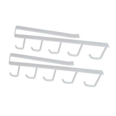 Imagem de KiBcsLic Suporte para utensílios de cozinha 2 peças, acessórios de cozinha sem furadeira, economiza espaço com 6 ganchos, suporte para xícaras de café, Branco