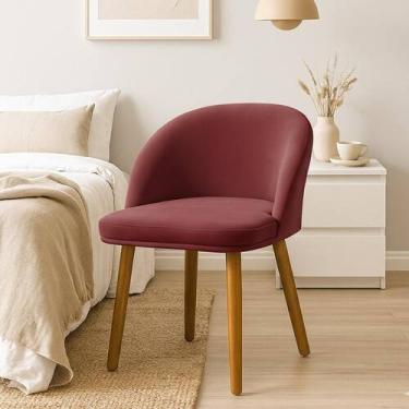 Imagem de Cadeira Lua Slim Decorativa Tecido Veludo Pés Palito - Pétala, MARSALA
