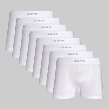 Imagem de Kit 8 Cuecas Lupo Boxer Micromodal Sem Costura 00661, Branco, GG
