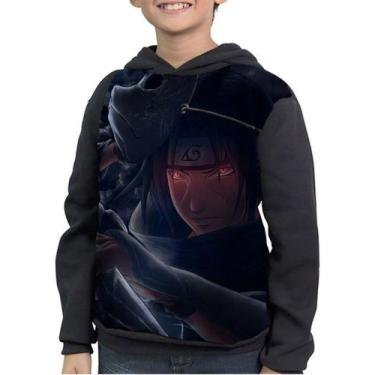 Imagem de Casaco Moletom Infantil Naruto Itachi Uchiha Akatsuki - smoke, Preto, 