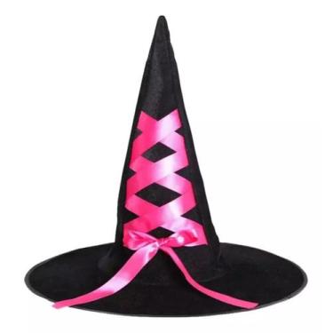 Imagem de Chapeu Bruxa Veludo Fantasia Halloween Dia Das Bruxas - RPires, Rosa