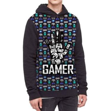 Imagem de Moletom Com Capuz Player Gamer Jogador Ref:483 - smoke, Preto, GG