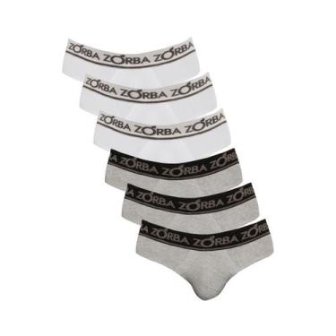 Imagem de Kit 6 Cuecas Zorba Slip Plus 716 Branco/Mescla - M, Branco, Mescla, M