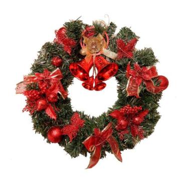 Imagem de Guirlanda de natal decorada luzes de led 40 cm x 40 cm luxo - Amor Lin