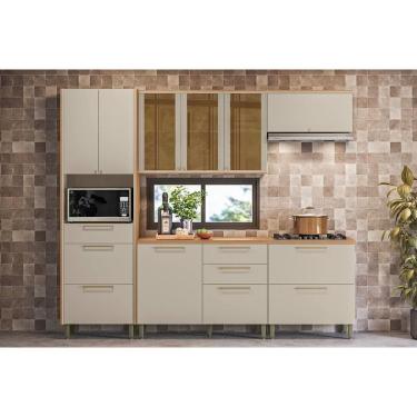 Imagem de Cozinha Modulada Completa Atena 5 Peças (2aéreos+2balcões+1paneleiro) Cp05 Jequitiba-off White Fosco - Linea Brasil