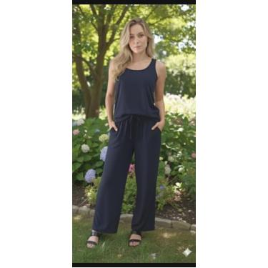 Imagem de Calça Pantalona com bolso e regulagem de cintura - Mar e Cel, Preto, G