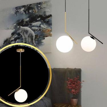 Imagem de Luminária Pendente Jabuticaba 45Cm Angular Globo Vidro 15Cm