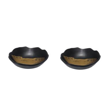 Imagem de Tigela Bowl Preto Dourado Ceramica Fosco Stone Gold 2un