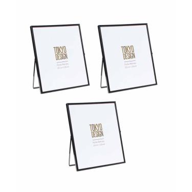 Imagem de Kit com 3 Porta Retrato em Metal e Vidro 20x25 Moldura Preto