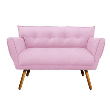 Imagem de Sofá Retrô Namoradeira Anitta Suede Rosa Bebê