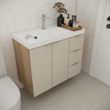 Imagem de Gabinete de banheiro com cuba vittare 79,6cm estilare gab5003 carvalho