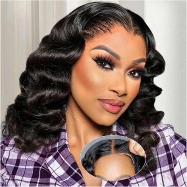 Imagem de Peruca Ailwelia BOB 35cm Cabelo humano 200% densidade Body Wave