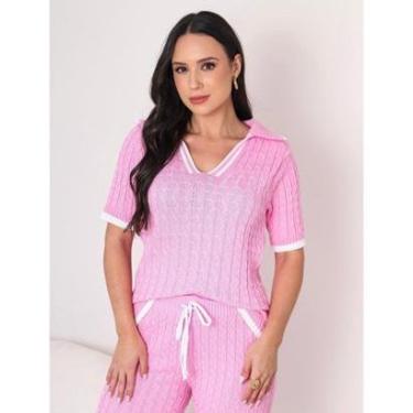 Imagem de Conjunto de tricot modal premium feminino moda vintage verão clássico-Feminino