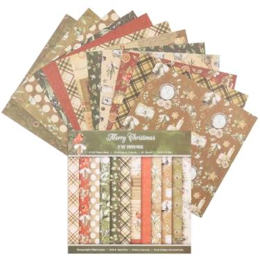 Imagem de 12 folhas de blocos de papel para scrapbook, 12 designs de 15,2 x 15,2 cm, papel de cartolina padronizado em um lado, papel decorativo de 160 g/m², bloco de recortes para projetos DIY (árvores de