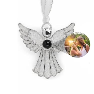 Imagem de Ornamentos de foto personalizados para árvore de Natal, decoração personalizada com imagem interna, pingente de projeção de anjo com glitter, 2025, nova decoração de casa para festa de Natal