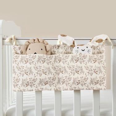 Imagem de Bolsa para pendurar brinquedos de cabeceira com dois bolsos para guardar mamadeiras, babadores, fraldas, brinquedos pequenos, telefones e outros acessórios - organizador de carrinho