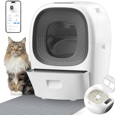 Imagem de LALAHOME Caixa de areia para gatos autolimpante, auto-refil, caixa de areia automática para vários gatos, colher de ancinho anti-beliscão/remoção de odores/controle de aplicativo/segurança integrada,