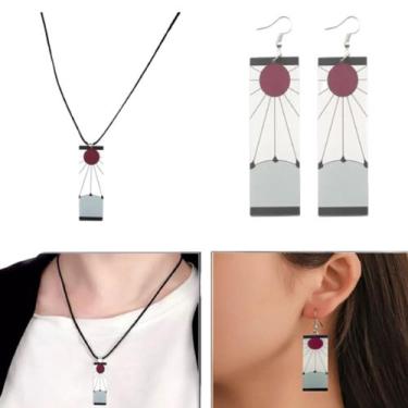 Imagem de Conjunto Colar e Brincos Estilo Tanjiro  Acessório Cosplay Anime - wb