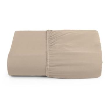 Imagem de Lençol Avulso com Elástico Solteiro Casal Queen King Tecido 400 Fios Toque Macio e Aveludado(Avelã,Casal)