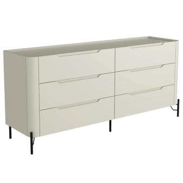 Imagem de Cômoda Para Quarto Closet Orgânica 6 Gavetas Pés Industrial Preto Bliss I03 Luna - Lyam Decor