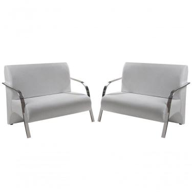 Imagem de Kit 02 Poltrona 2 Lugar Braço Alumínio Branco