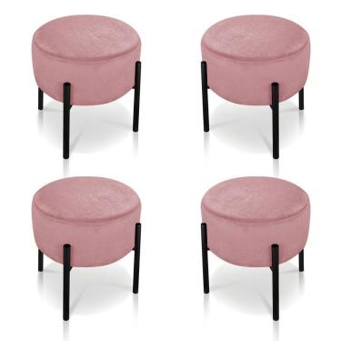 Imagem de Kit 4 Puffs Iron Suede Preto Rose