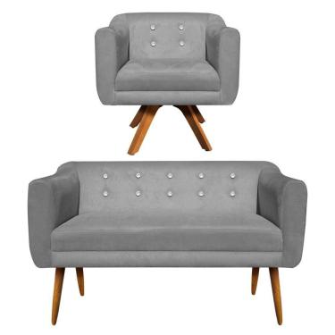 Imagem de Kit Namoradeira E 01 Poltrona Giratória Julia Grafite