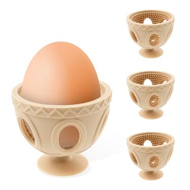 Imagem de 4 peças de limpador de escova de ovos de silicone com ventosa portátil de cozinha, lavadora rotativa, lavadora de ovos, lavável na lava-louças