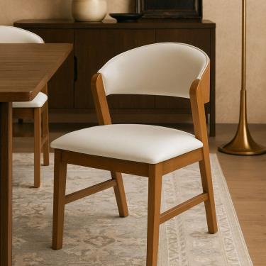 Imagem de Cadeira Madeira Maciça Design Italiano Sofisticada Siena Amendoa