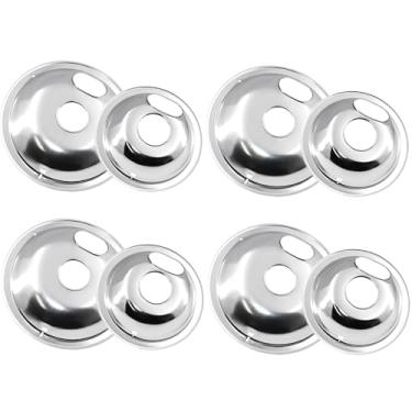 Imagem de 8 bandejas de gotejamento elétricas cromadas para Whirlpool, Kenmore (2004 e acima), Frigidaire, Maytag, Electrolux, Tappan, Amana, Crosley Electric Range, Tigelas de gotejamento incluem 10 x 15 cm e