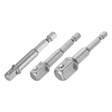 Imagem de HARFINGTON Conjunto de 3 adaptadores de soquete de impacto 1/10.2 cm 3/20.3 cm 1/5.1 cm Acionamento quadrado 1/10.2 cm haste sextavada 6.6 cm-7.6 cm Broca de extensão longa para conjuntos de soquetes