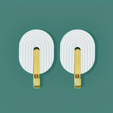 Imagem de 6 peças de gancho autoadesivo de plástico de parede multifuncional toalheiro de cozinha gancho forte porta bolsa traseira cabide de chapéu (branco, 6 peças)